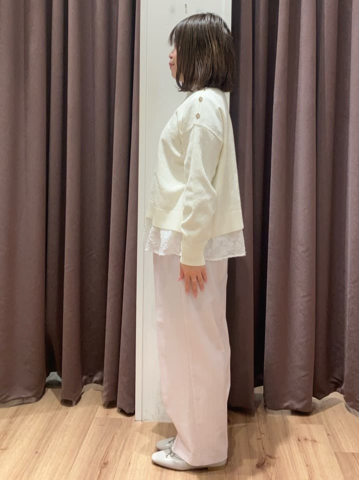 みちゃさんの「grove｜【おうちで洗える】顔周りすっきり、ボートネックニット」を使ったコーディネート