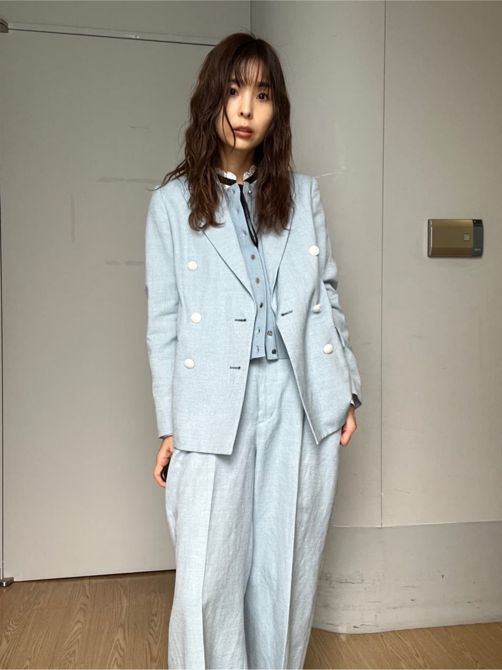 misaさんの「DRESSTERIOR｜【セットアップ可】リネンブレンドダブルブレストジャケット」を使ったコーディネート