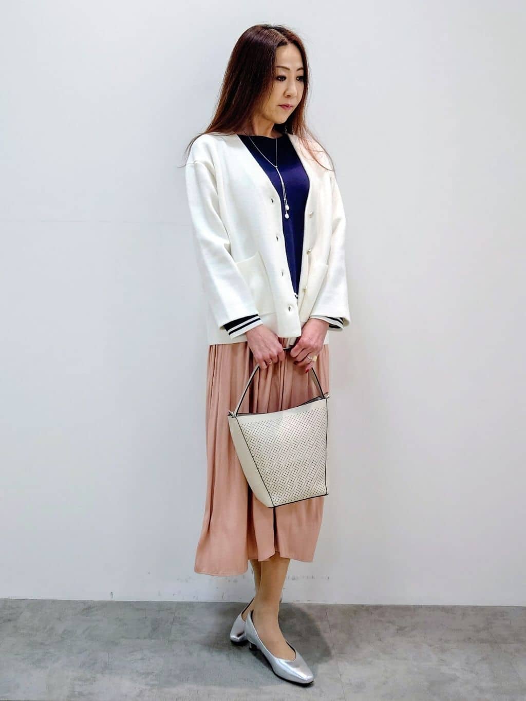 yoshiさんの「Reflect｜【着回し力◎】ジャケット風ニットカーディガン」を使ったコーディネート