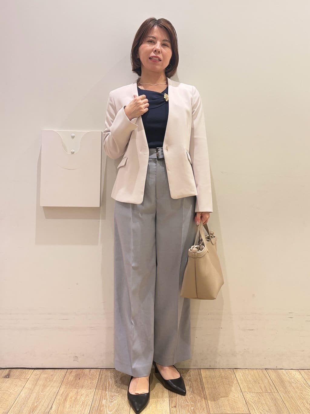 YUKOさんの「index｜ストレッチノーカラージャケット／セットアップ対応【洗濯機OK／防シワ／イージーアイロン】」を使ったコーディネート