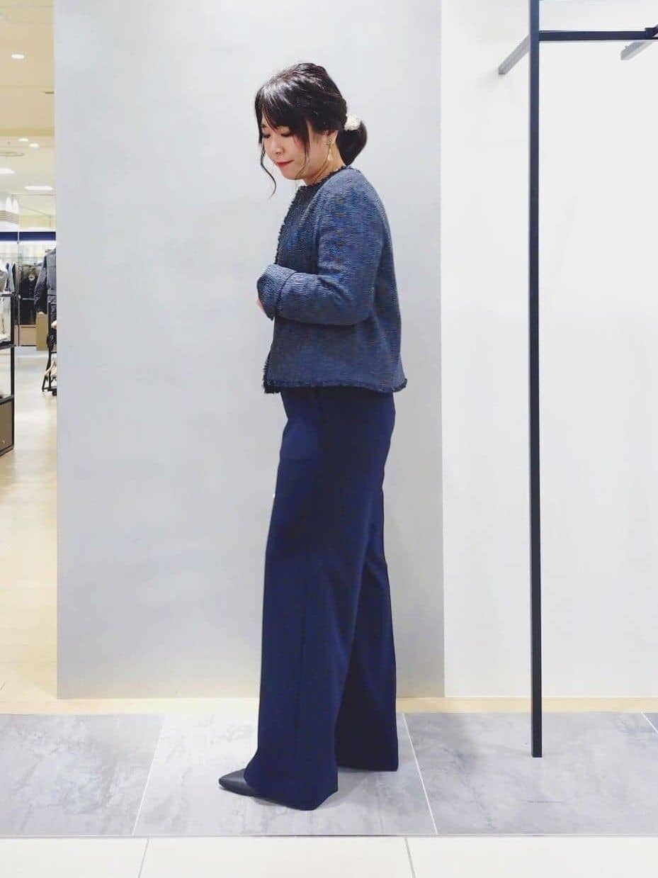 TOMOMIさんの「INDIVI｜【通勤スーツ／洗える】ストレッチワイドパンツ」を使ったコーディネート