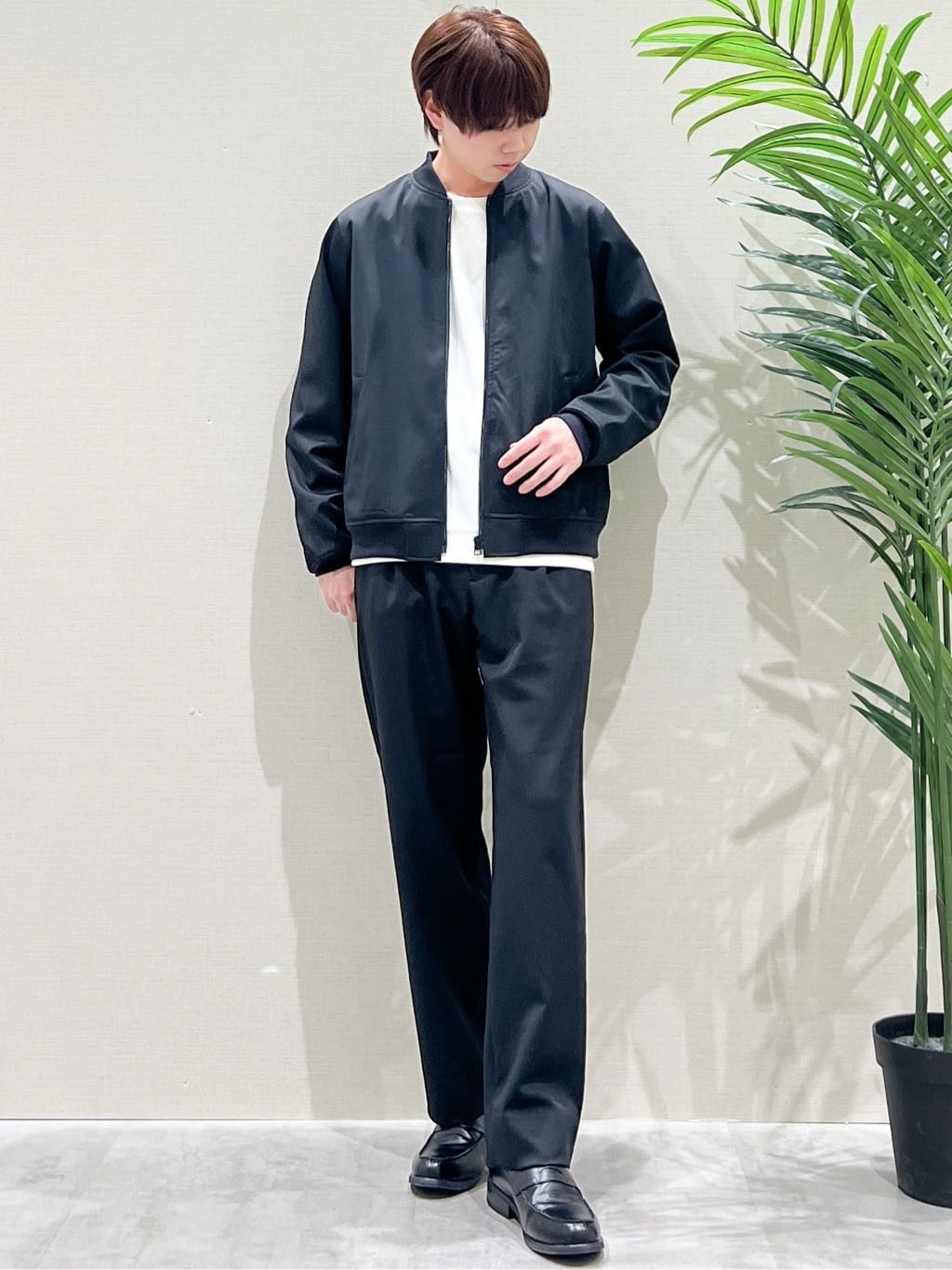 SHI-MAさんの「THE SHOP TK｜FLEX LINE ストレッチリブブルゾン　ストレッチ/防シワ/マシンウォッシャブル/セットアップ可」を使ったコーディネート