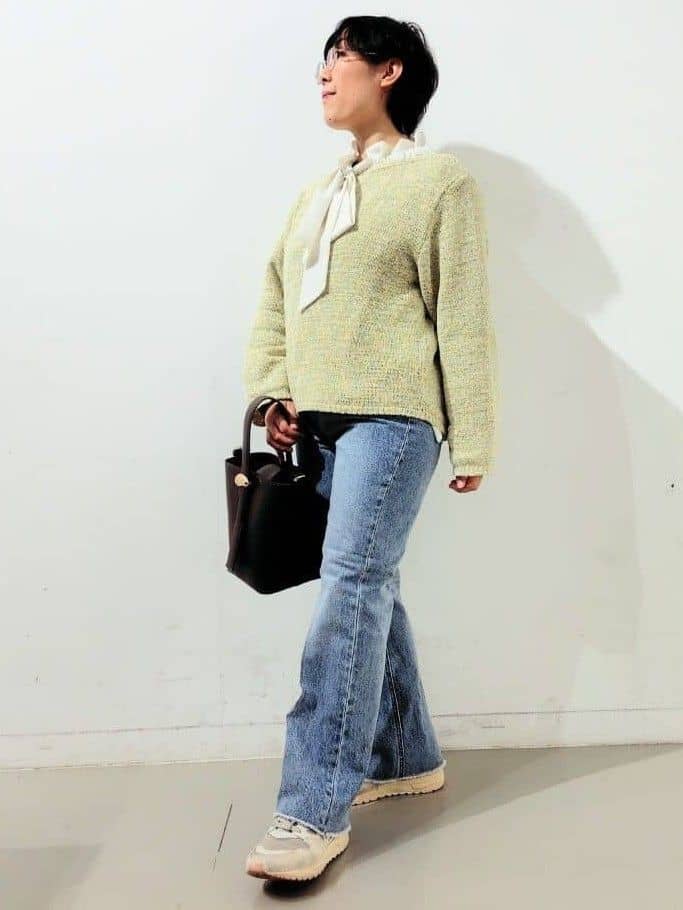 kodamaさんの「THE SHOP TK｜MIXカラーで軽やかに テープヤーンニット」を使ったコーディネート