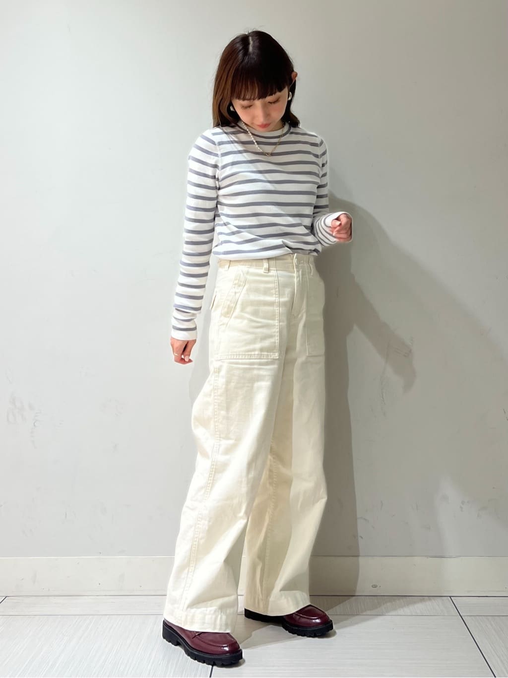 じゅんさんの「DRESSTERIOR｜◆【ウォッシャブル】コットンフルニードルボーダーニット」を使ったコーディネート