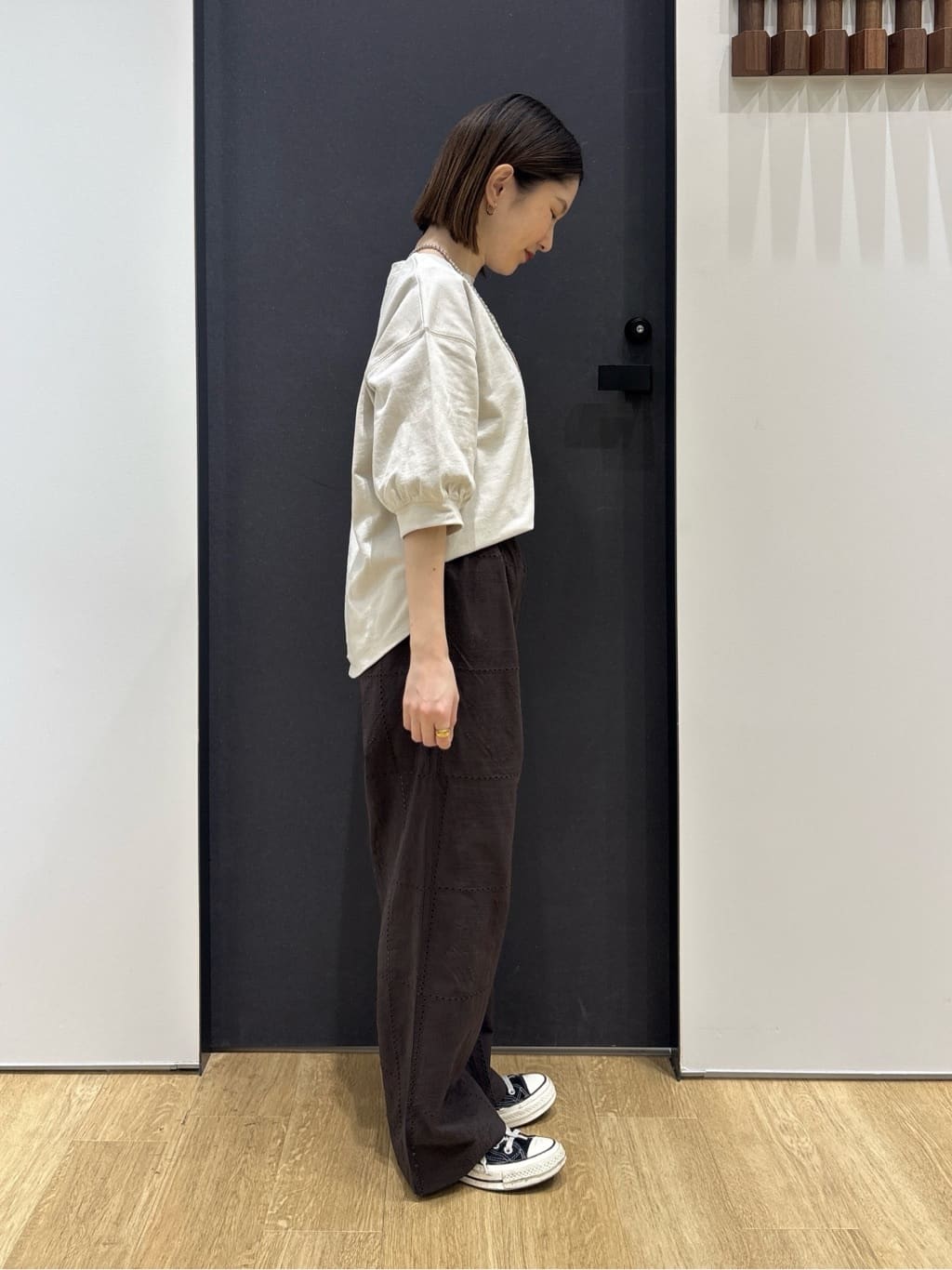 risaさんの「Dessin｜【360度可愛い】バックヘンリーカットソー5分袖」を使ったコーディネート