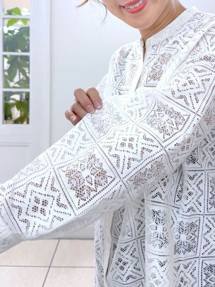 Osawaさんの「Dessin｜【洗える】スクエアレースノーカラーシャツ」を使ったコーディネート