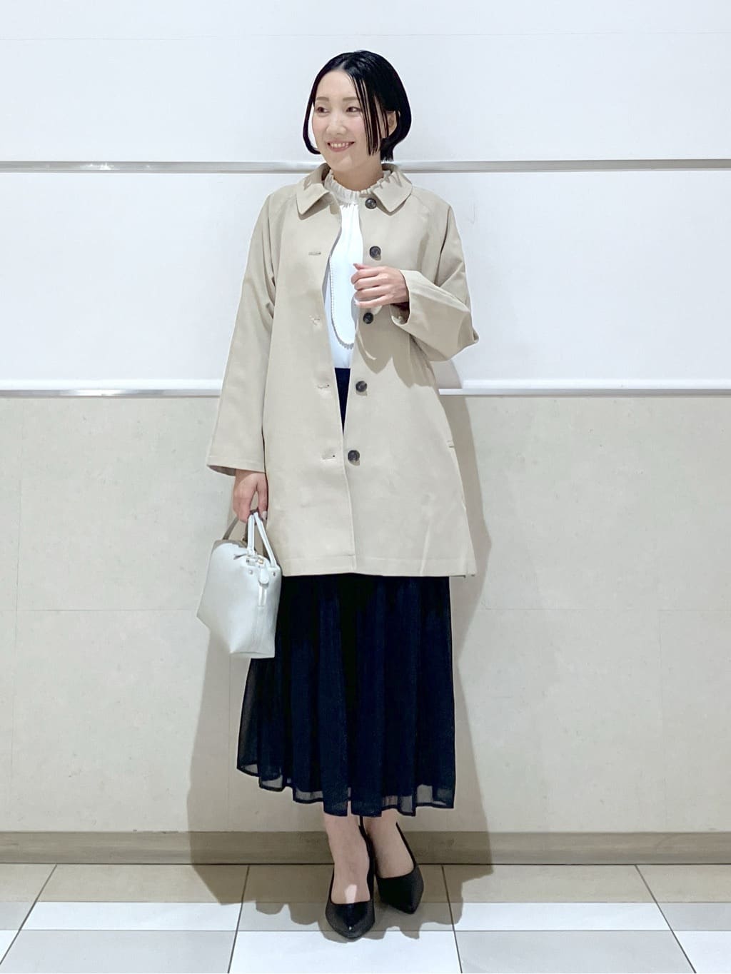 eriko さんの「Dessin｜【花粉ガード/撥水加工/洗える】ステンカラースプリングコート」を使ったコーディネート