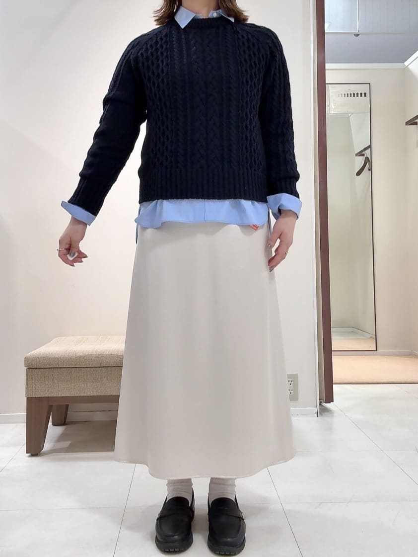 YUIさんの「UNTITLED｜【洗える】スポンディッシュ ケーブル柄ニット」を使ったコーディネート