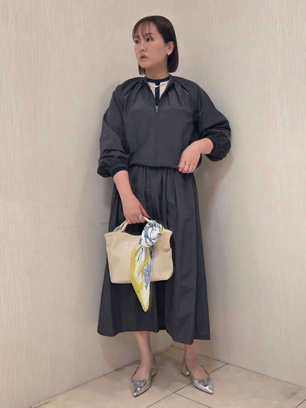 naokoさんの「UNTITLED｜◆【セットアップ可/はっ水】シャイニータイプライターブルゾン」を使ったコーディネート
