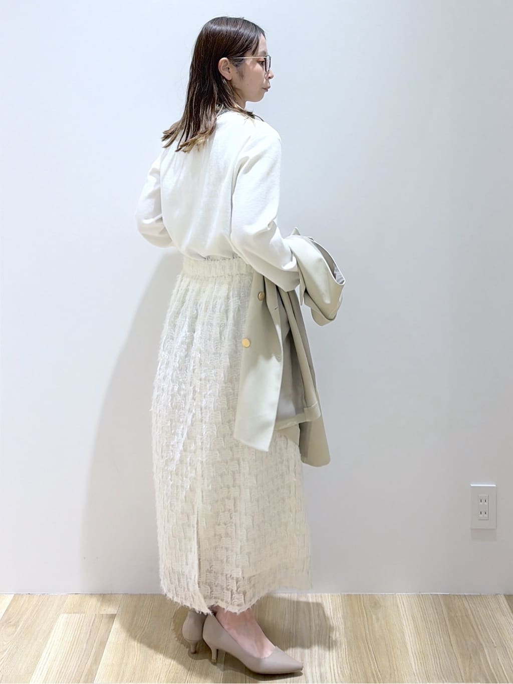 えりさんの「OPAQUE.CLIP｜襟フリルドッキングニット【洗濯機OK】」を使ったコーディネート