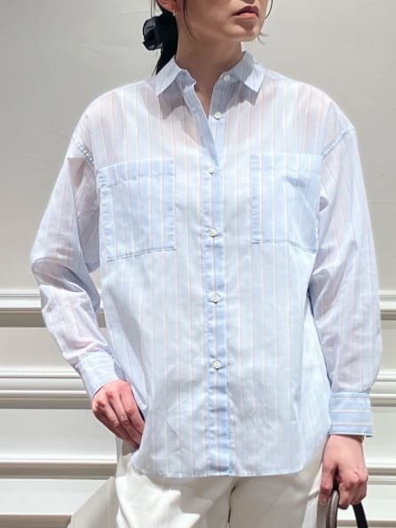 TSUKUIさんの「DRESSTERIOR｜シアー ストライプシャツ」を使ったコーディネート