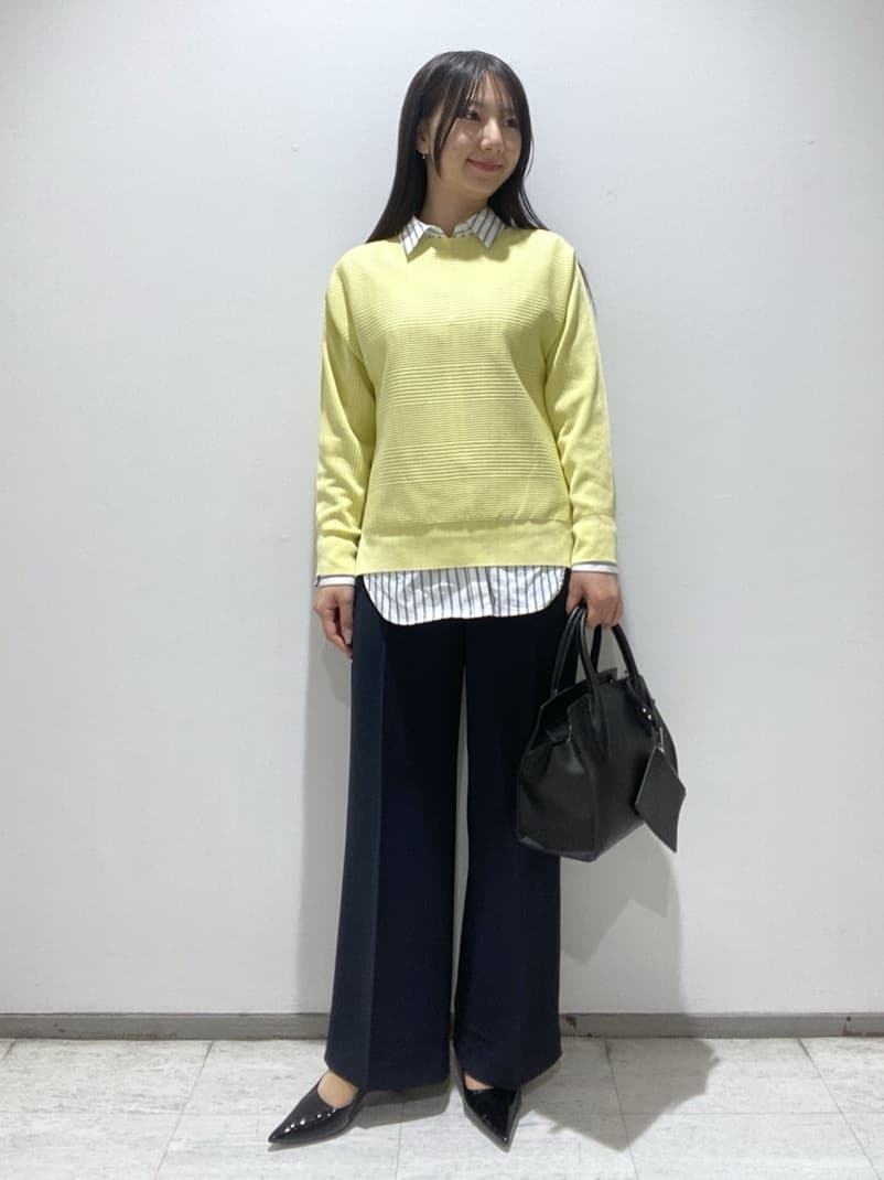 meiさんの「INDIVI｜【2WAY／洗える】ラメストライプ コットン混シャツ」を使ったコーディネート