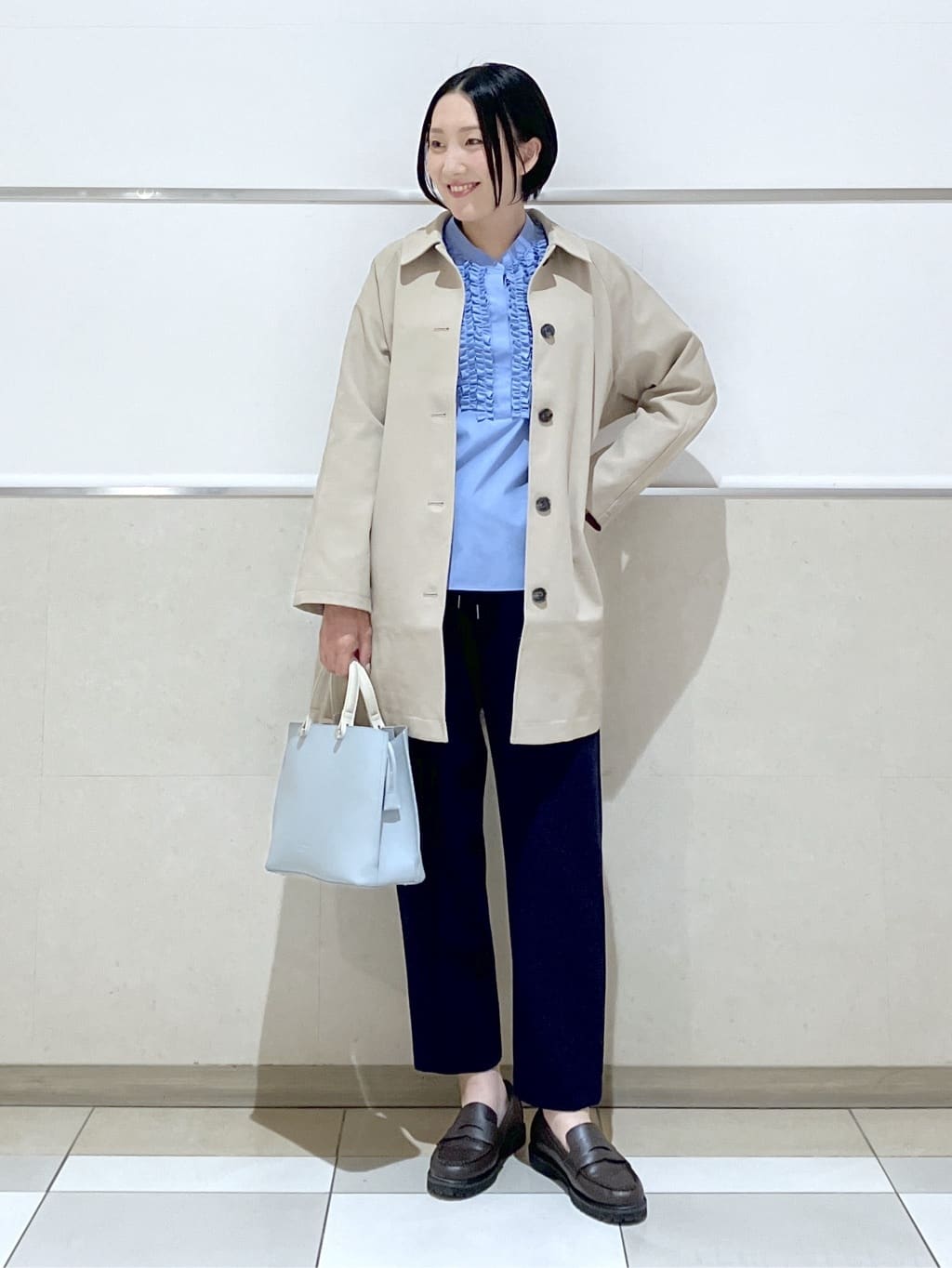 eriko さんの「Dessin｜【花粉ガード/撥水加工/洗える】ステンカラースプリングコート」を使ったコーディネート