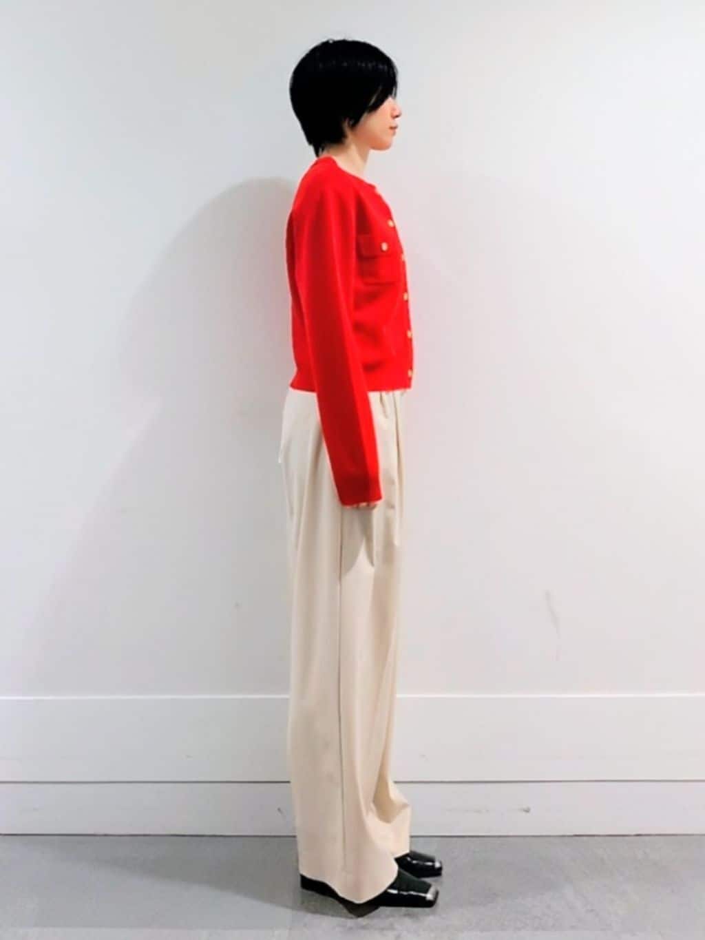 ミズタさんの「UNTITLED｜【洗える/ウエスト後ろゴム】ウール混　タックワイドパンツ」を使ったコーディネート