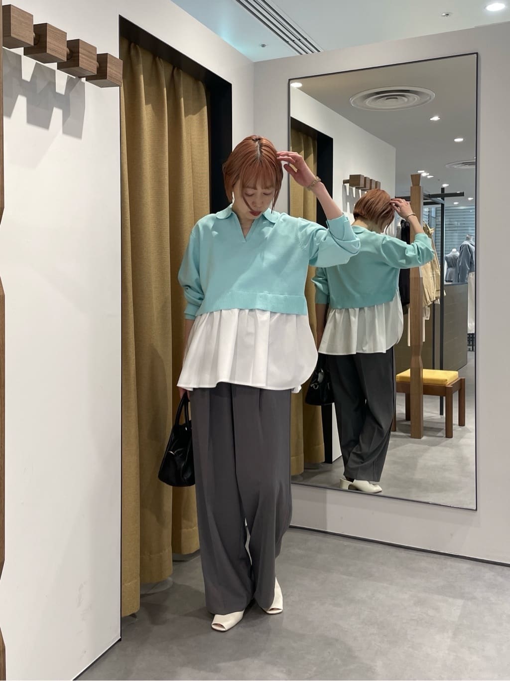 mikuさんの「INDIVI｜Comfy SET UP｜イージーストレートワイドパンツ【セットアップ対応／通勤／カセット服／接触冷」を使ったコーディネート