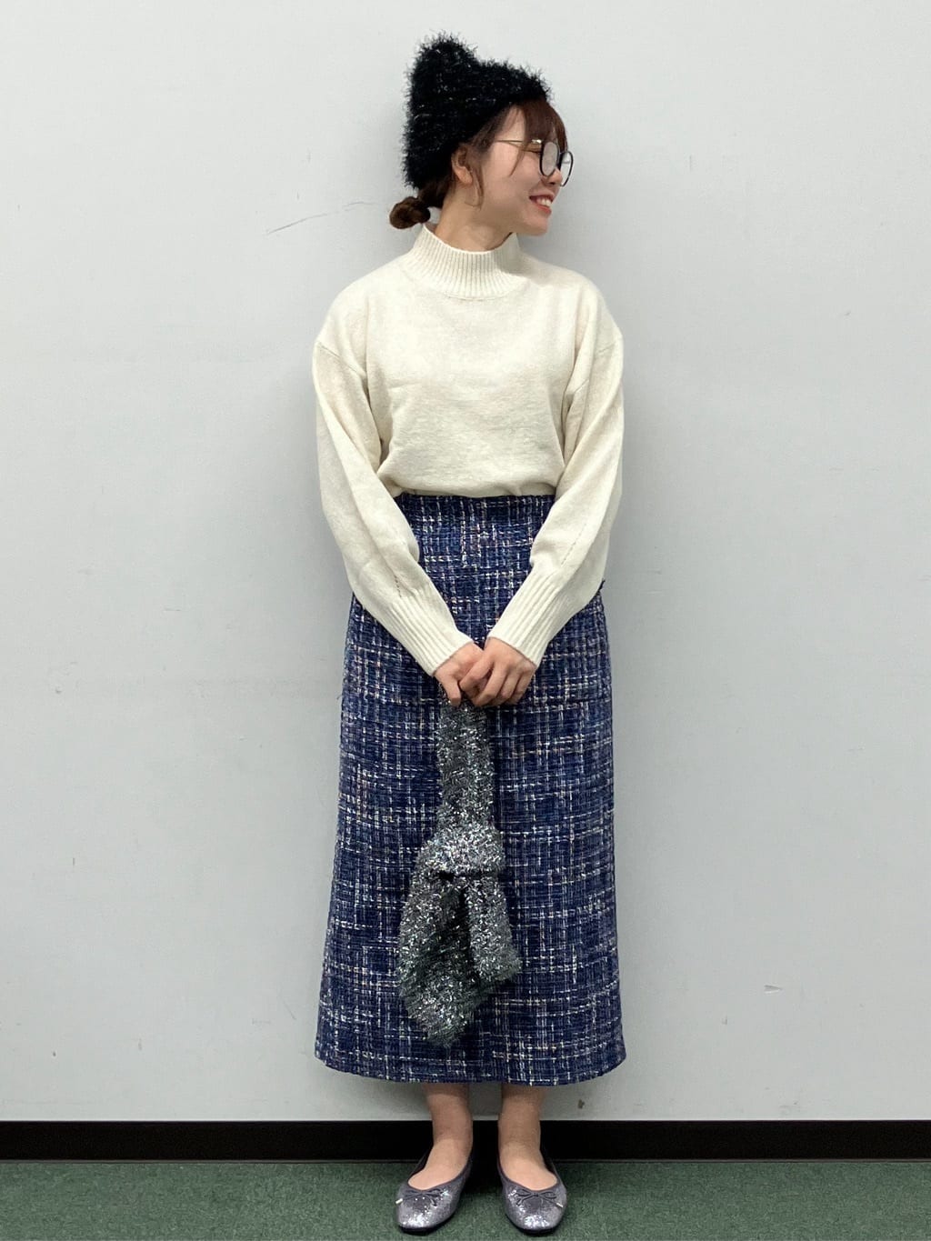 MAYUKIさんの「index｜選べる2丈 ハイネックカラーミックスラメニット【洗濯機OK】」を使ったコーディネート