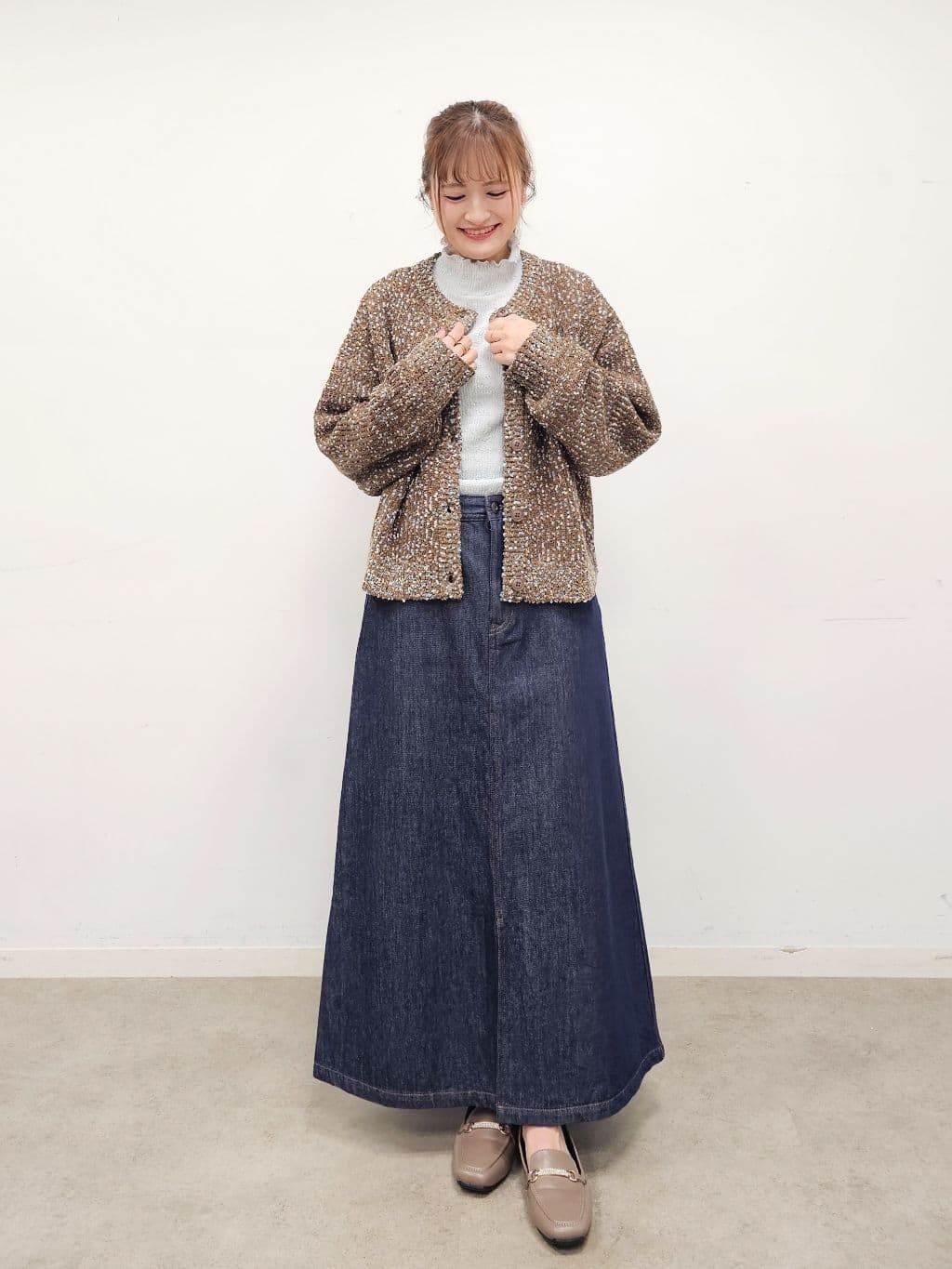 ゆゆさんの「SHOO･LA･RUE｜【洗濯機可/前後2WAY】ぽこぽこニットカーディガン」を使ったコーディネート