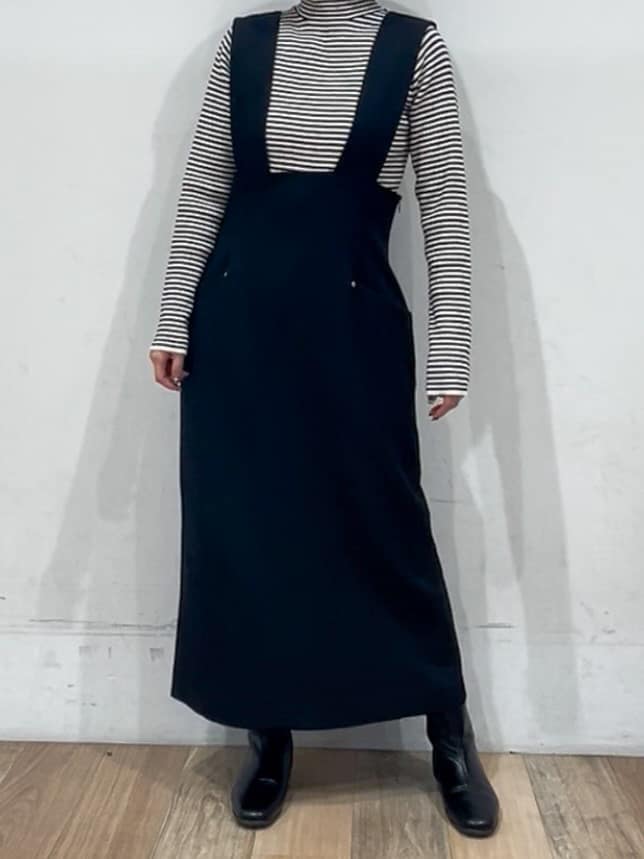 山さんさんの「grove｜【ウエストゴム】美シルエットなハイウエストサス付きスカート」を使ったコーディネート