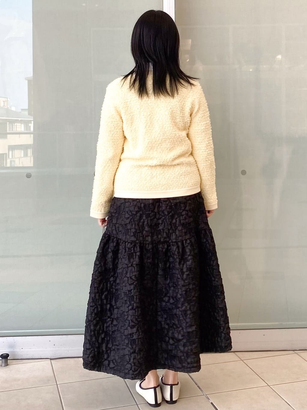 Jeanさんの「OPAQUE.CLIP｜ツイードライクVネックニットカーディガン【洗濯機OK】」を使ったコーディネート