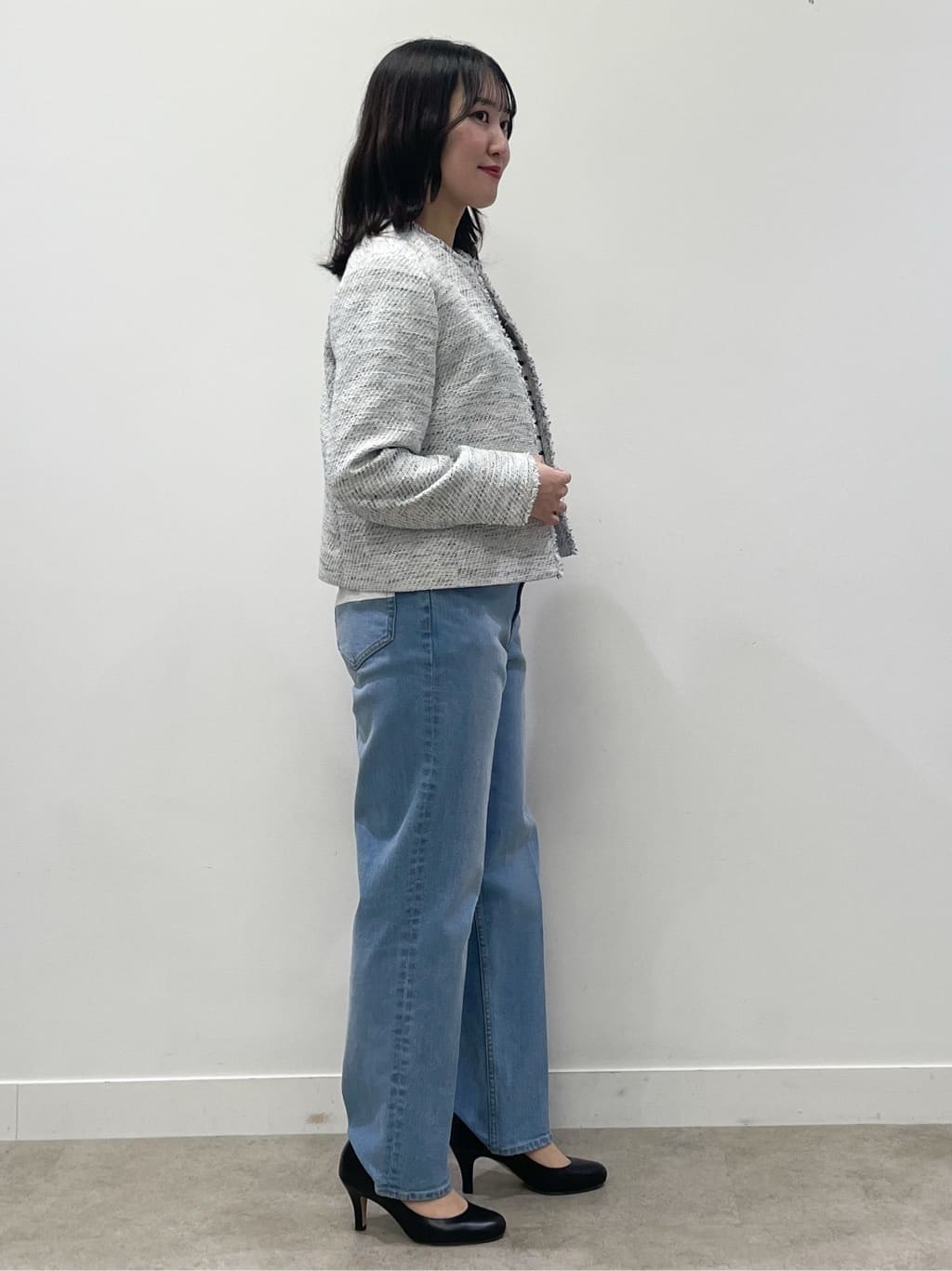 yukariさんの「Dessin｜ツイードクルーネックジャケット」を使ったコーディネート