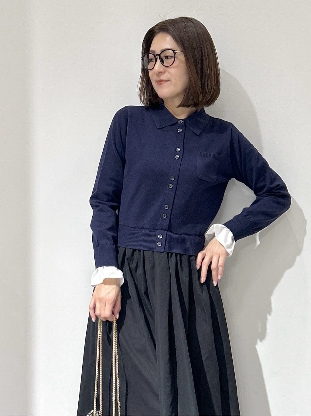 NAKAさんの「OPAQUE.CLIP｜ポロ襟ニットドッキングフレアワンピース【洗濯機OK】」を使ったコーディネート