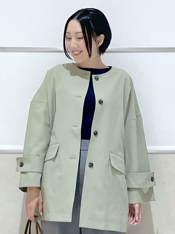 eriko さんの「Dessin｜【花粉ガード/撥水加工/洗える】クルーネックスプリングコート」を使ったコーディネート
