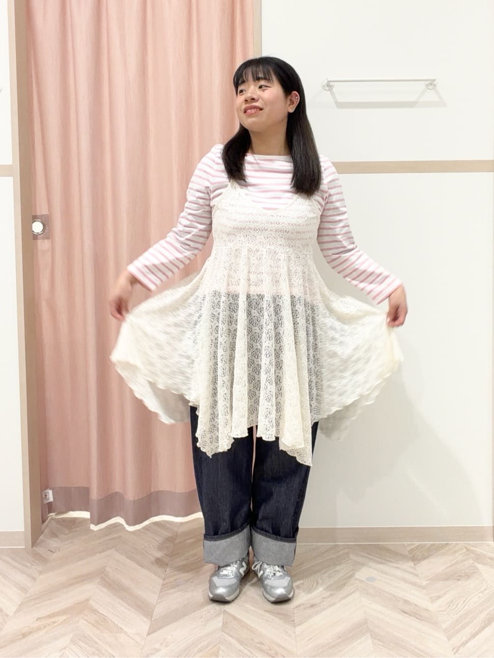 まちゃんなちゃんさんの「SHOO･LA･RUE｜【SHOO・LA・RUE DENIM/S-LL/高レビュー】大人のための ノーカラーデニムジャケット」を使ったコーディネート