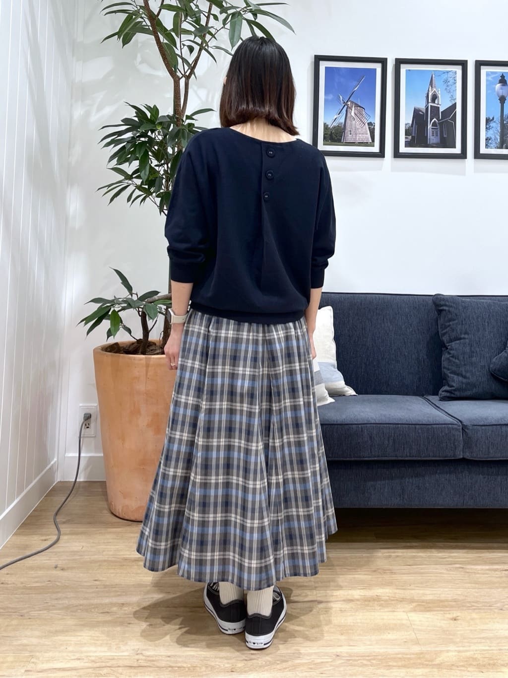 canaさんの「Dessin｜【洗える】後ろボタンニットプルオーバー七分袖」を使ったコーディネート