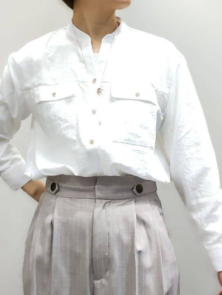 やまちゃんさんの「grove｜【貴島明日香さん着用】お仕事も普段も。今どきワークシャツブラウス」を使ったコーディネート