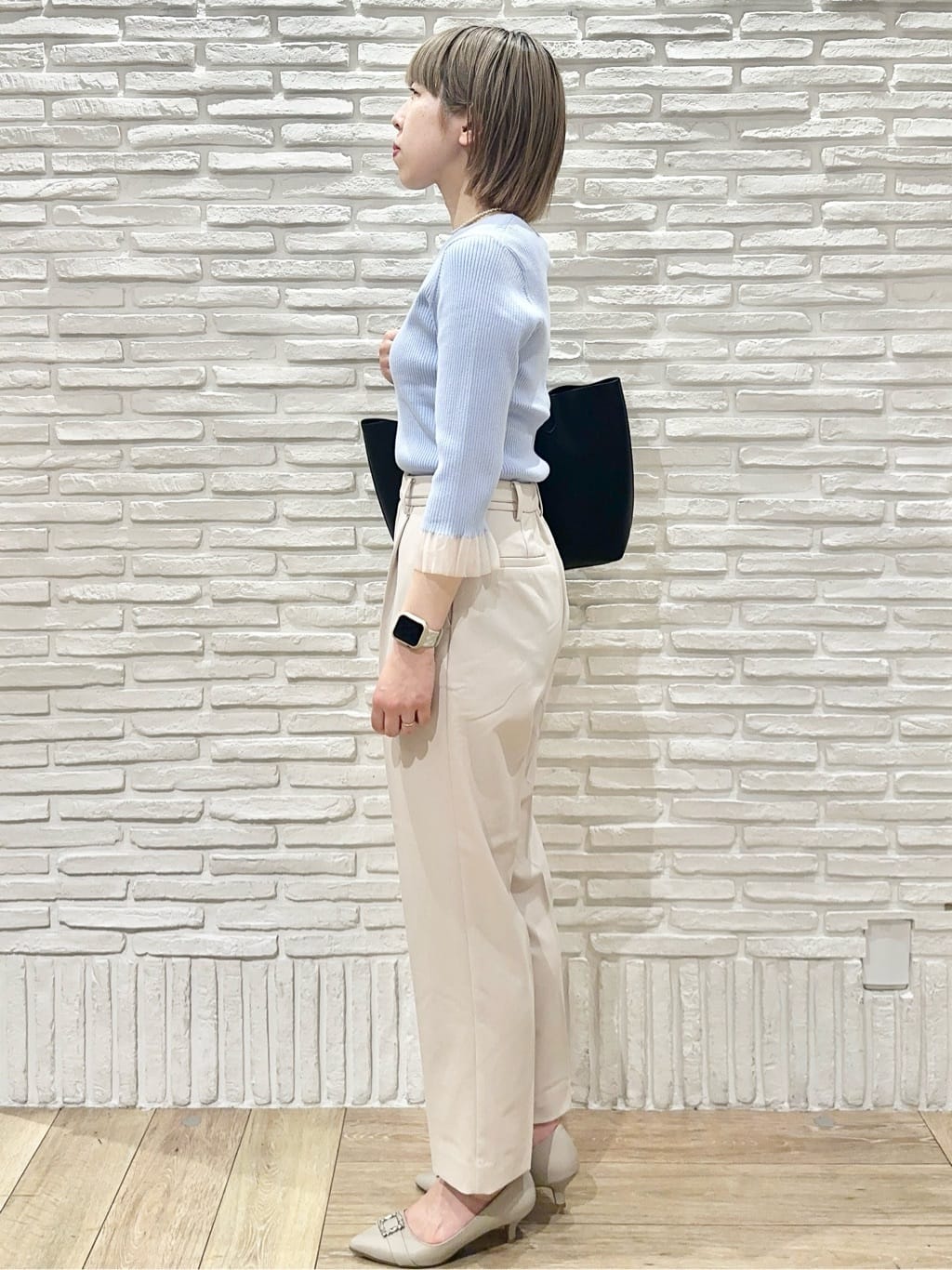 Hana...eさんの「index｜UV リブシアーフレアスリーブニット【洗える】」を使ったコーディネート