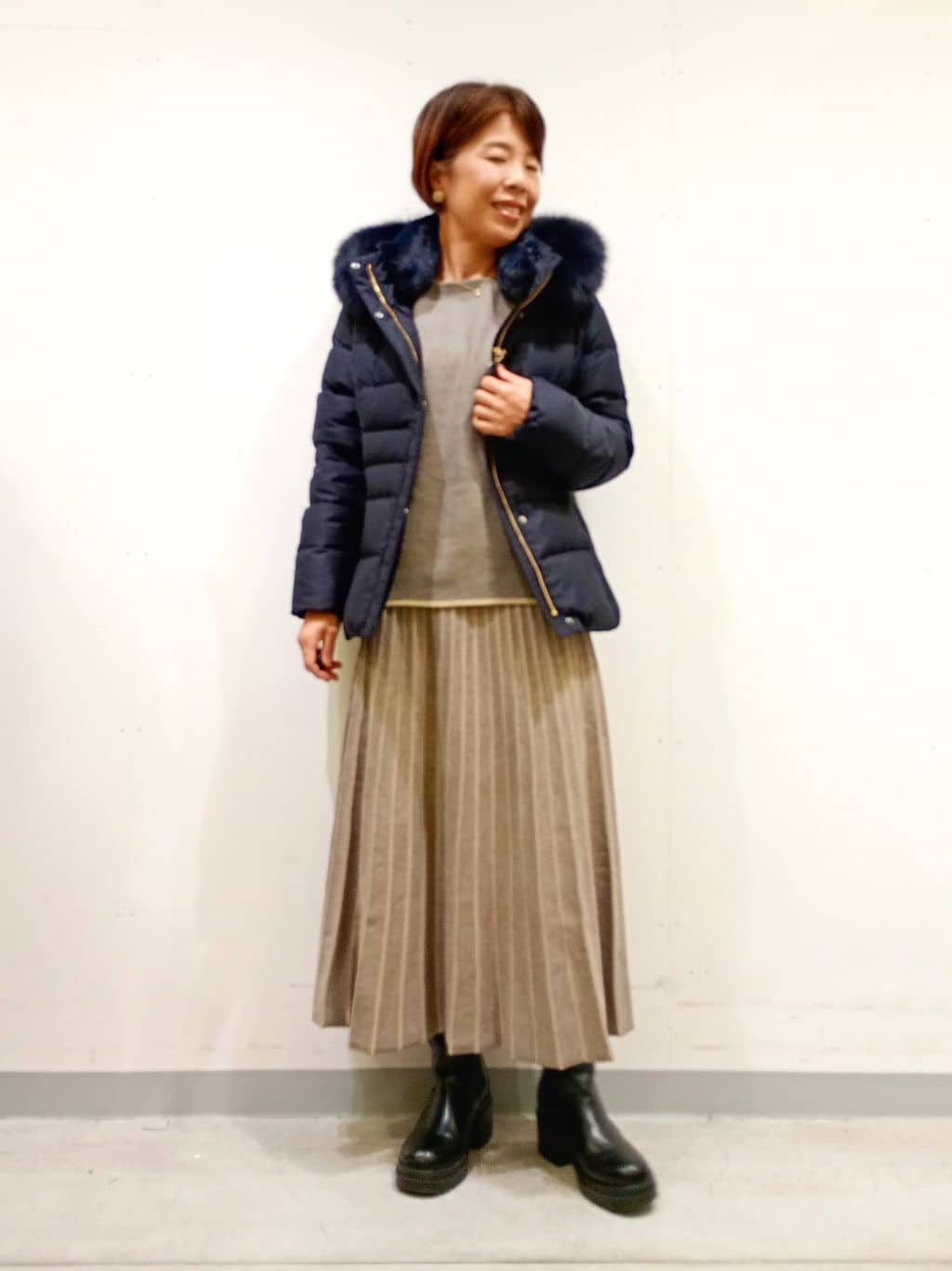 Kさんの「INDIVI｜【名品／撥水／抗菌防臭】ショート丈リサイクルダウンコート」を使ったコーディネート
