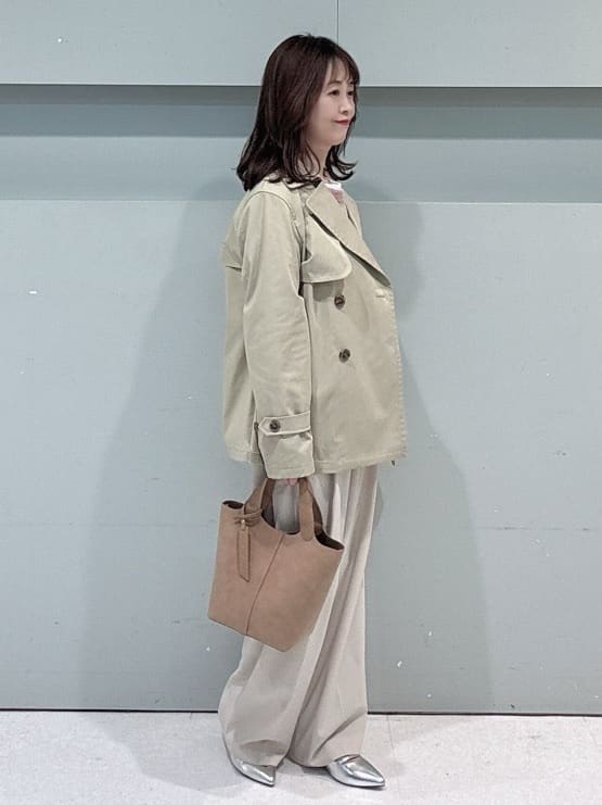 makiさんの「UNTITLED｜【定番人気/はっ水/洗える】タスランショートトレンチコート」を使ったコーディネート