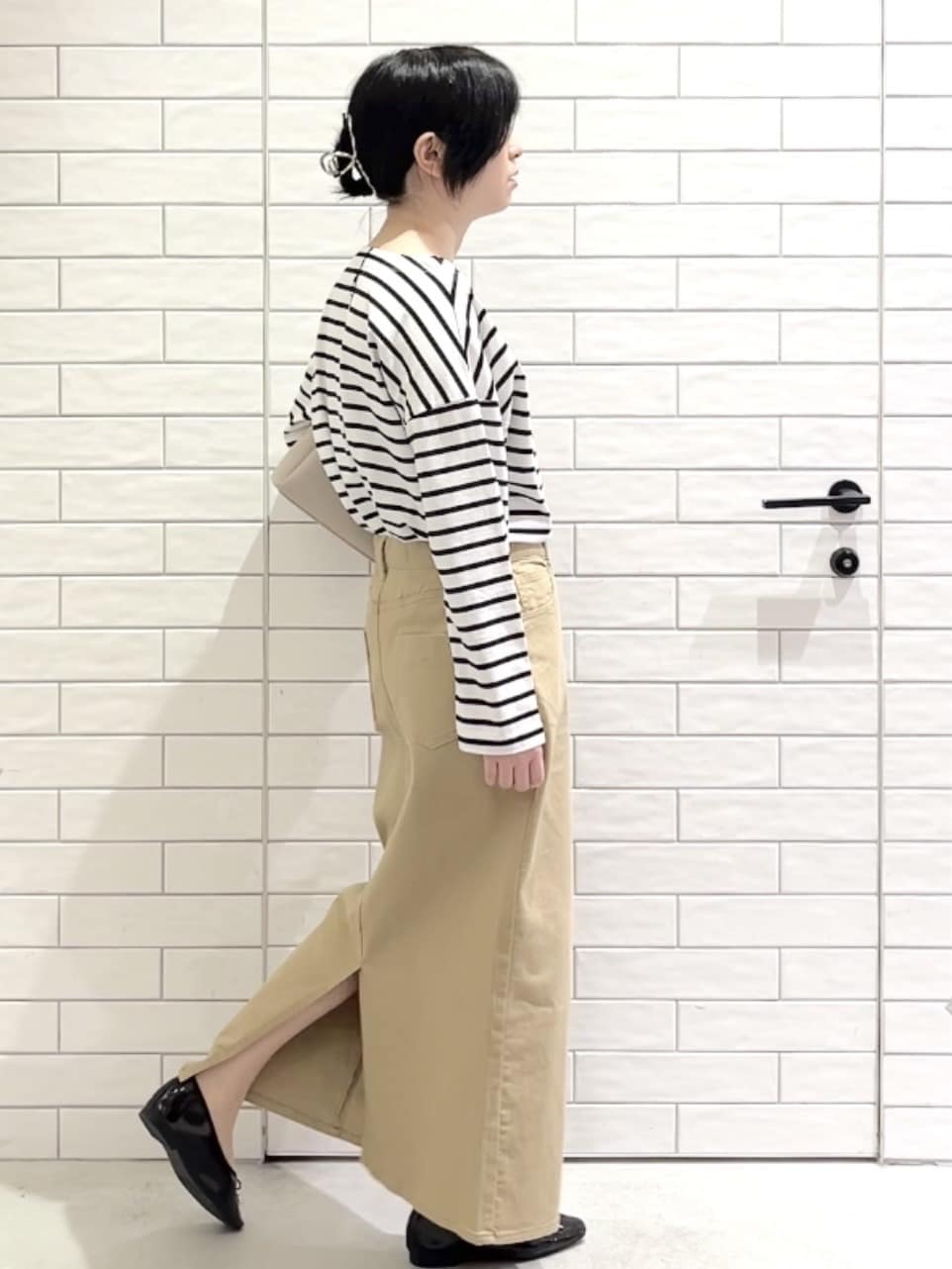 しおりさんの「OPAQUE.CLIP｜ボーダートップス【洗濯機OK】」を使ったコーディネート