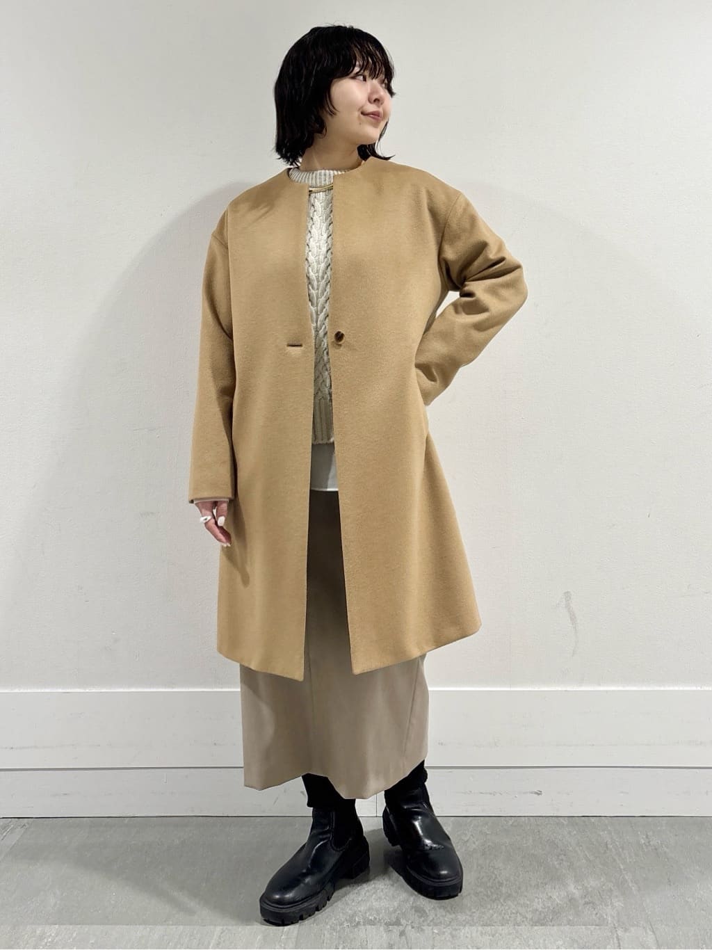 モエカさんの「UNTITLED｜【洗える】スポンディッシュ ケーブル柄ニット」を使ったコーディネート