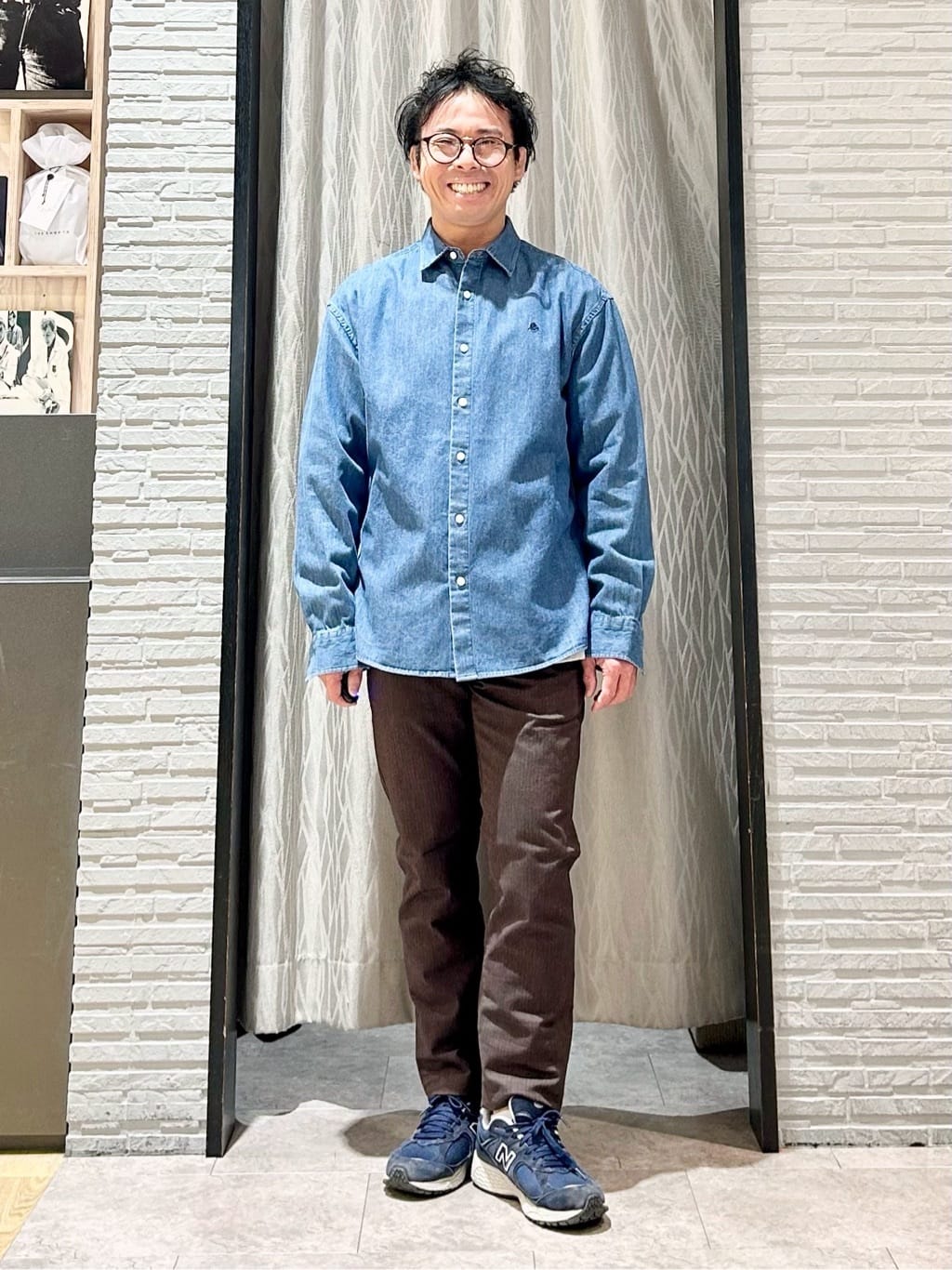 KENJI Iさんの「THE SHOP TK｜【POLO BCS 別注】 アソート長袖シャツ ストライプ／グレー／デニム」を使ったコーディネート
