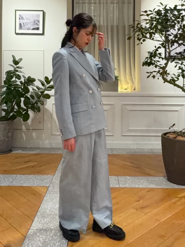 pupiさんの「DRESSTERIOR｜【セットアップ可】リネンブレンドダブルブレストジャケット」を使ったコーディネート