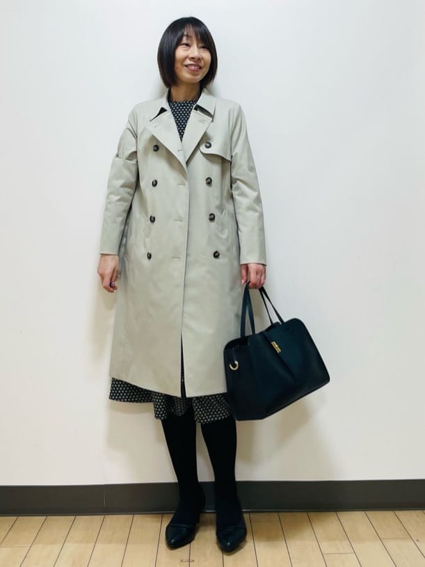 Riiさんの「Reflect｜【通勤/お出かけ◎】ジオメプリントクラシカルワンピース」を使ったコーディネート