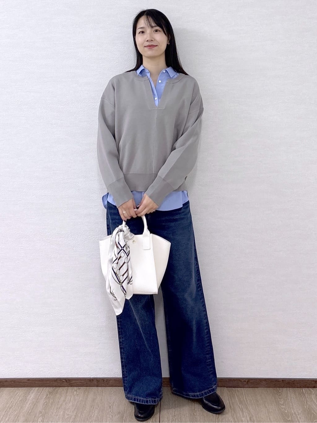 sachikoさんの「OPAQUE.CLIP｜キーネックデザインニット【洗濯機OK】」を使ったコーディネート