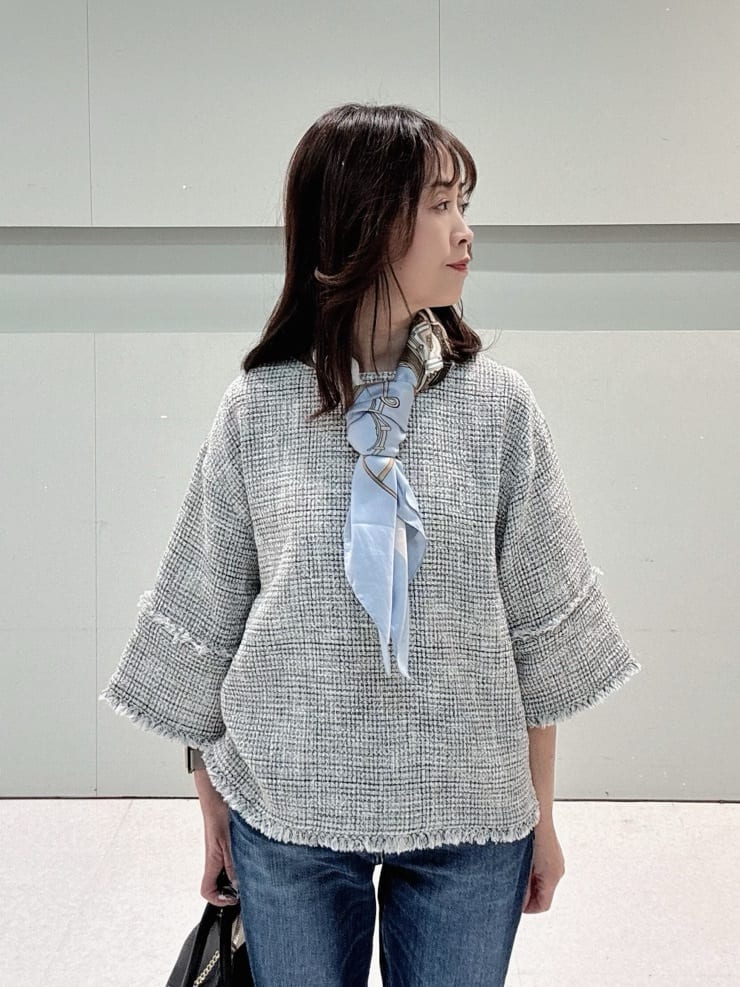 makiさんの「UNTITLED｜◆【洗える】ツイードドルマンブラウス」を使ったコーディネート