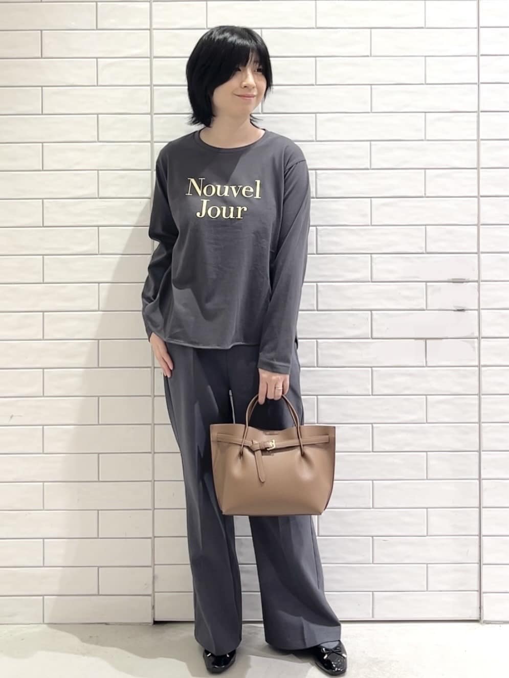 しおりさんの「OPAQUE.CLIP｜リバーシブル配色ノーカラーコート【洗濯機OK】」を使ったコーディネート