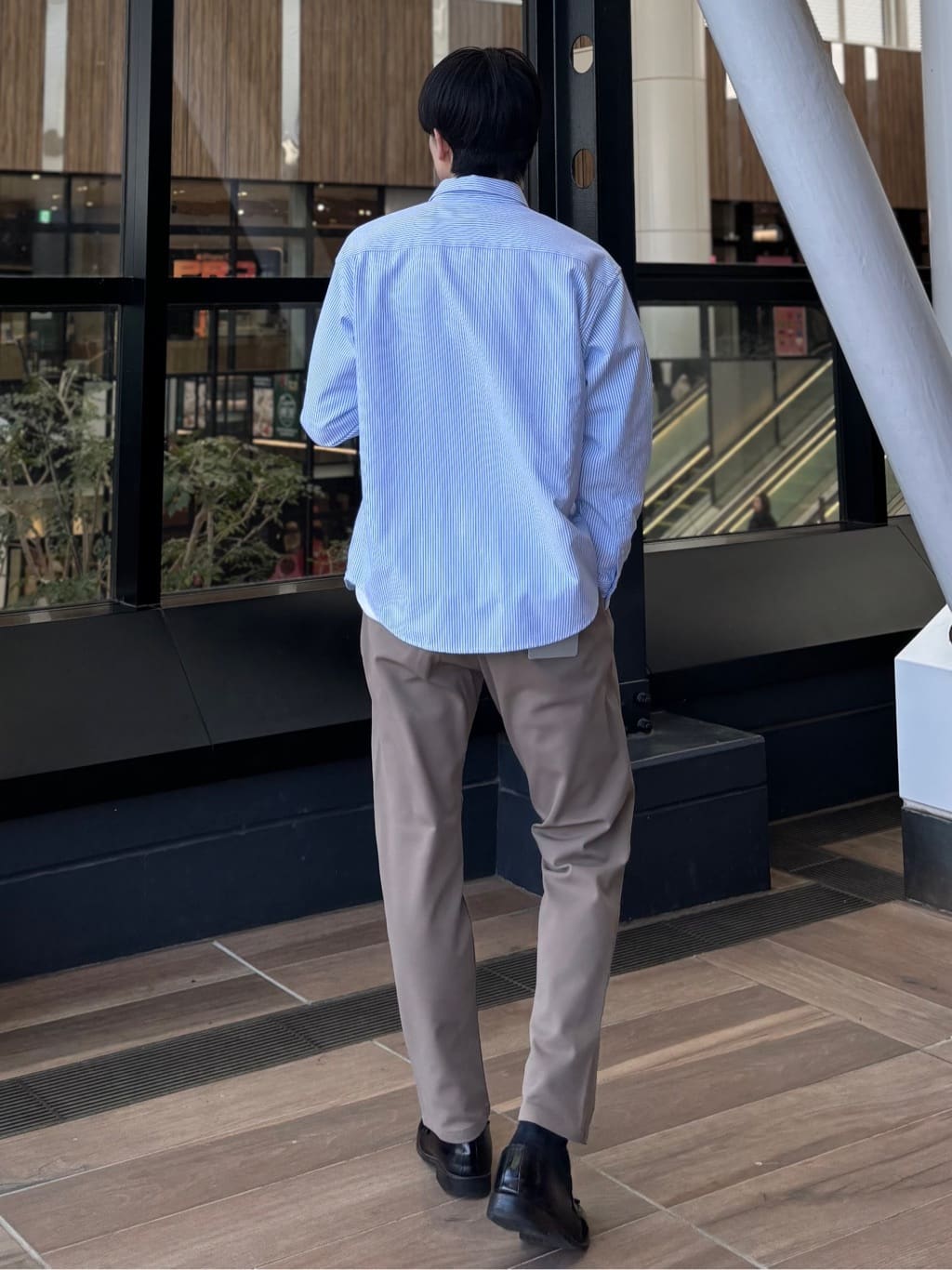 うらしーさんの「THE SHOP TK｜【POLO BCS 別注】 アソート長袖シャツ ストライプ／グレー／デニム」を使ったコーディネート