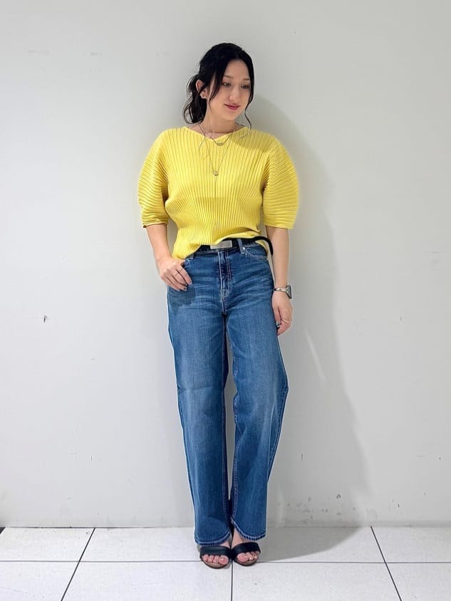 そんさんの「INDIVI｜【二の腕カバー／スタイルアップ】ドライタッチストレッチニット」を使ったコーディネート