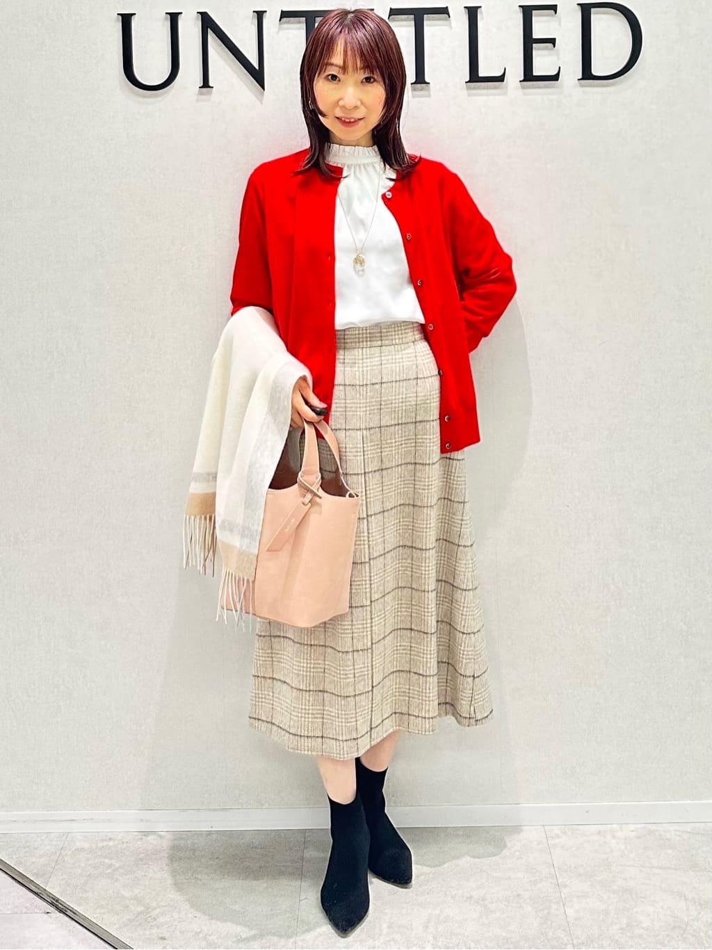 Miwaさんの「UNTITLED｜【名品／定番人気】ウールチェックストール」を使ったコーディネート