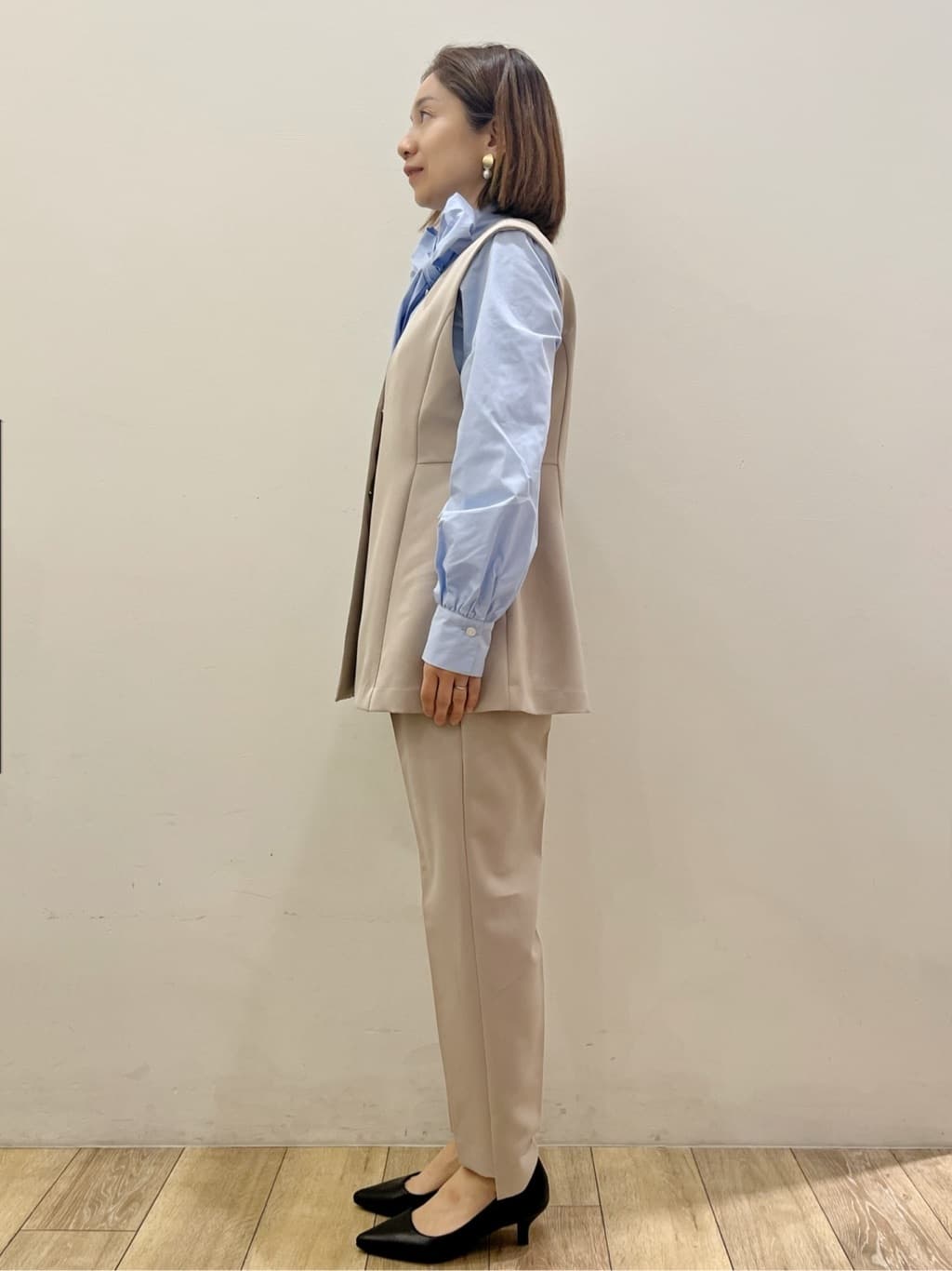 kcさんの「OPAQUE.CLIP｜ステップヘムテーパードパンツ／セットアップ対応可【洗濯機OK】」を使ったコーディネート