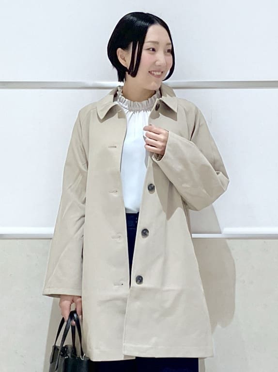 eriko さんの「Dessin｜【花粉ガード/撥水加工/洗える】ステンカラースプリングコート」を使ったコーディネート