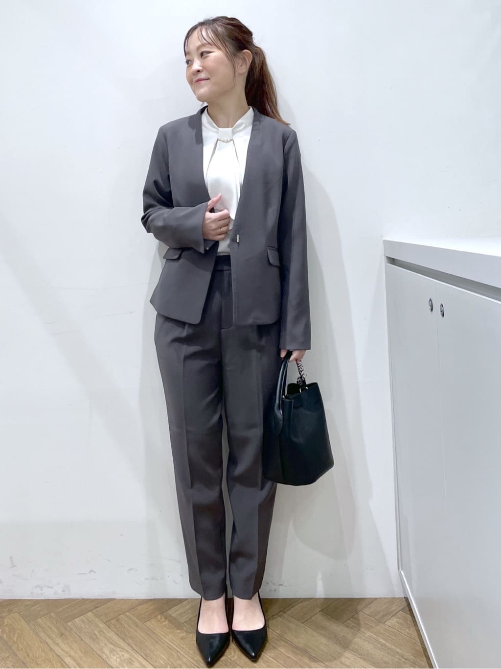 Junさんの「index｜ストレッチノーカラージャケット／セットアップ対応【洗濯機OK／防シワ／イージーアイロン】」を使ったコーディネート