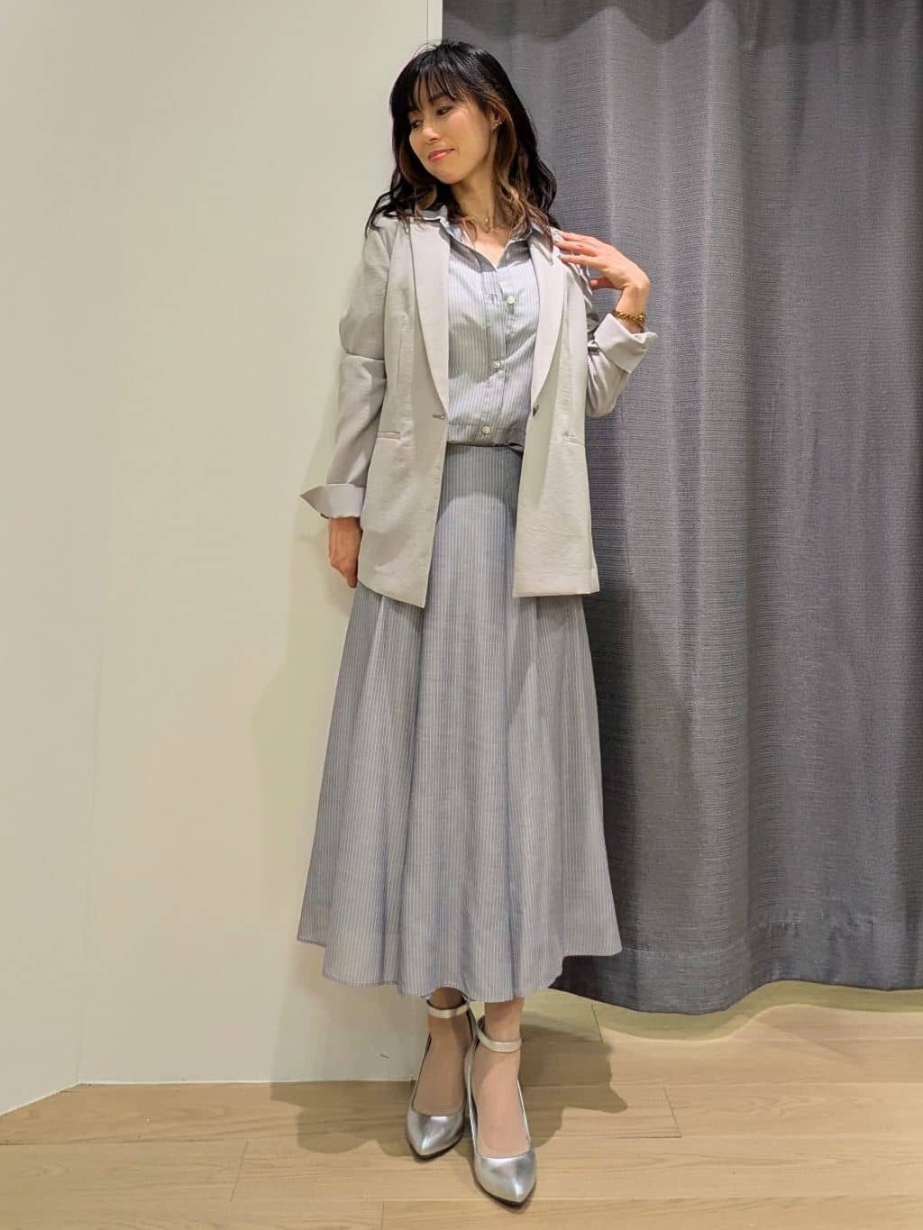 miiさんの「INDIVI｜【洗える／UVケア／麻調】シングルジャケット」を使ったコーディネート