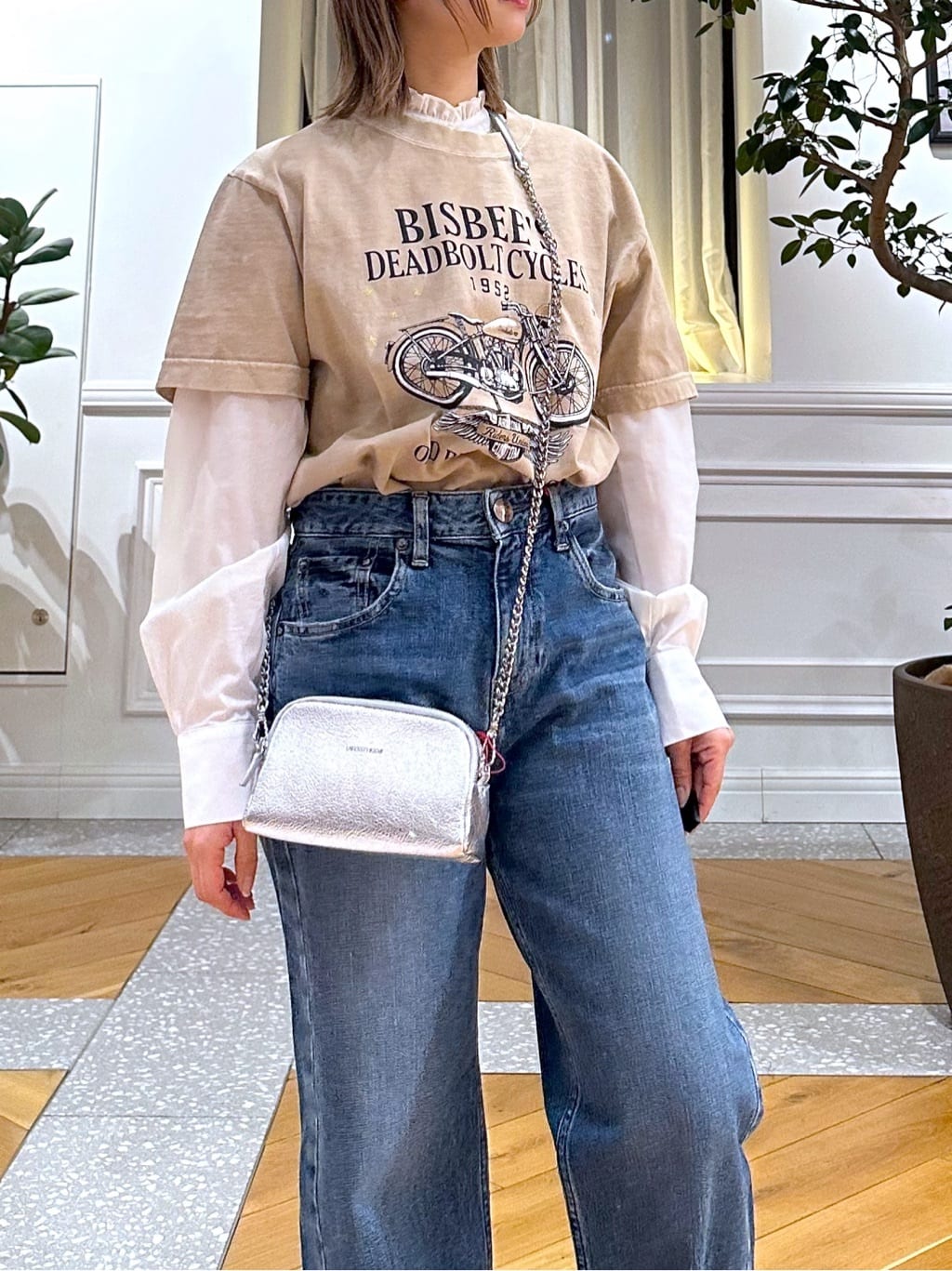 なべこさんの「DRESSTERIOR｜GOOD ROCK SPEED（グッドロックスピード）別注バイクTシャツ」を使ったコーディネート