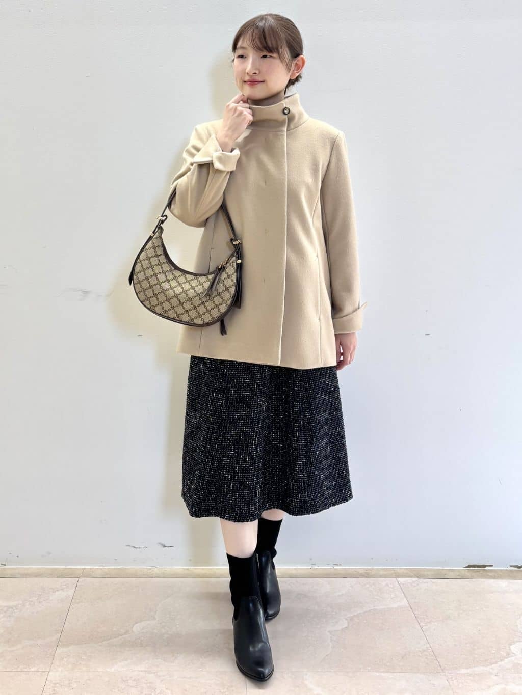 Satoさんの「Reflect｜【SS-4Lサイズ／衿が顔に当たらない◎】スタンドネックミドルコート」を使ったコーディネート
