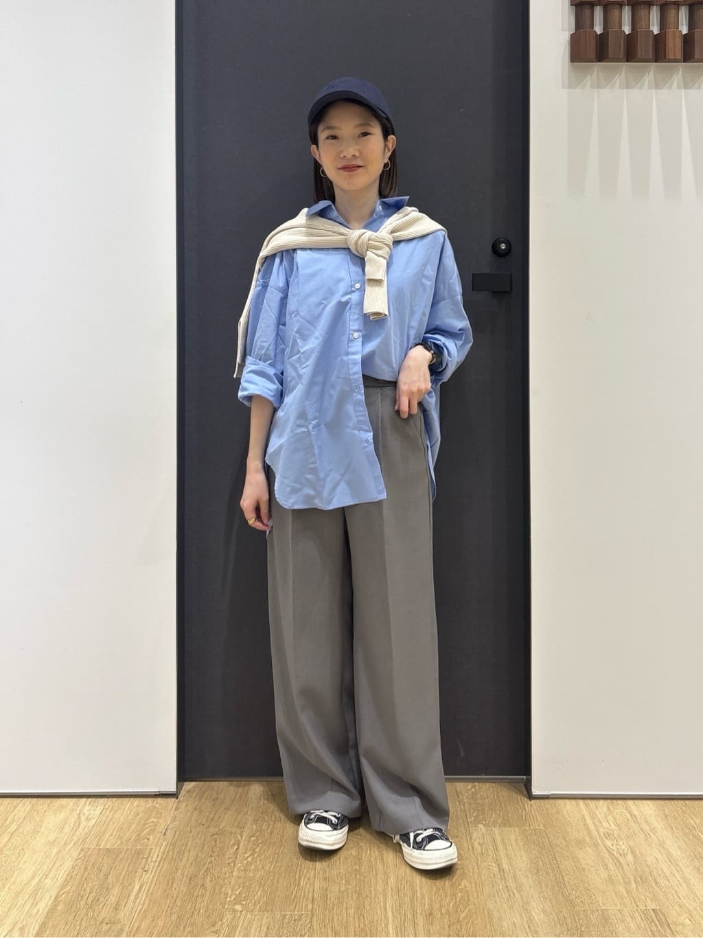 risaさんの「Dessin｜【洗える】サイドボタンセミワイドパンツ」を使ったコーディネート